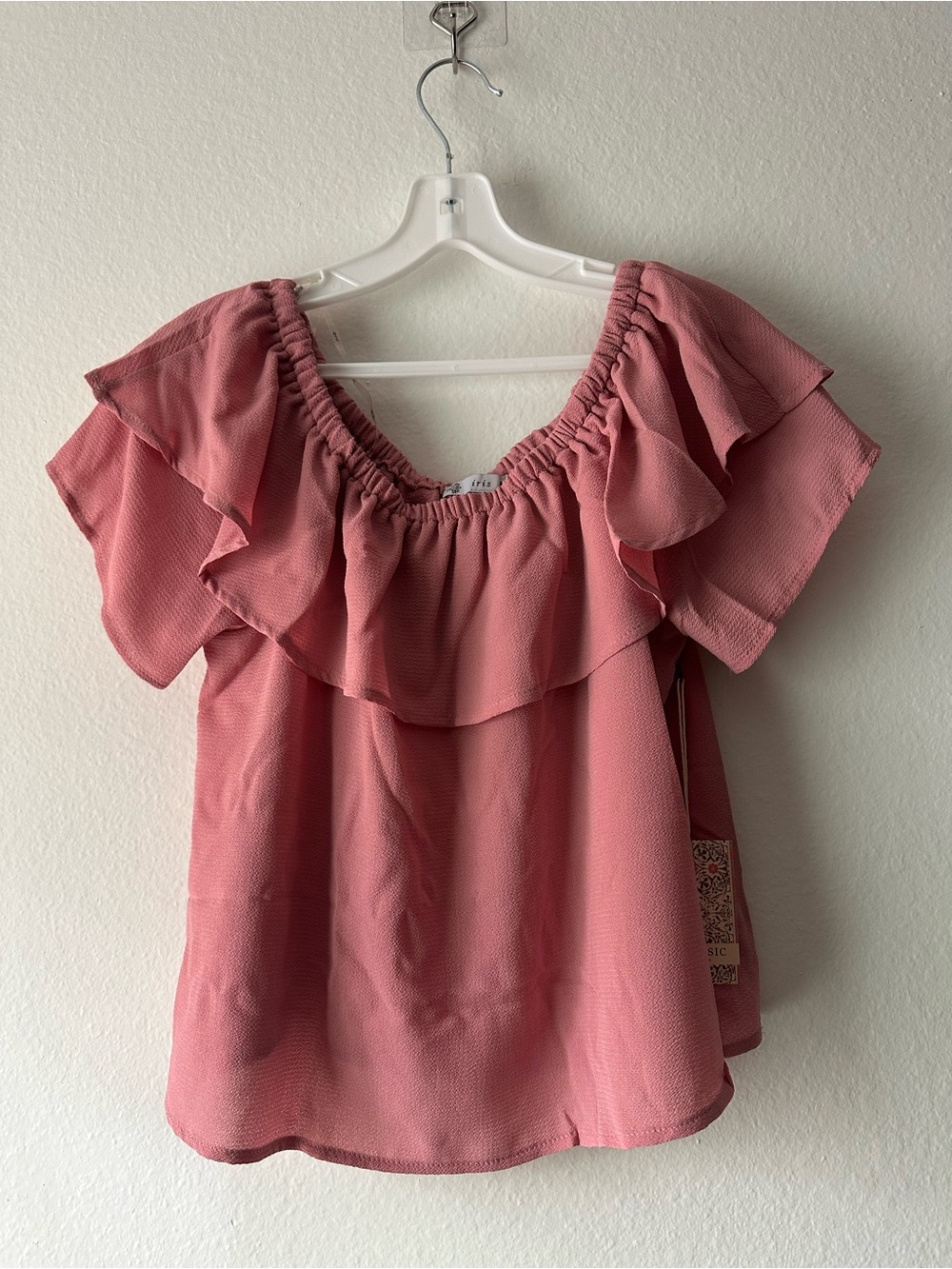 Iris Dusty Rose Off-Shoulder Ruffle Blouse